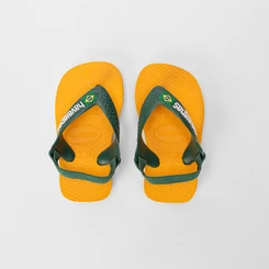 Chinelo Infantil Havaianas Baby Brasil Logo Elástico Amarelo