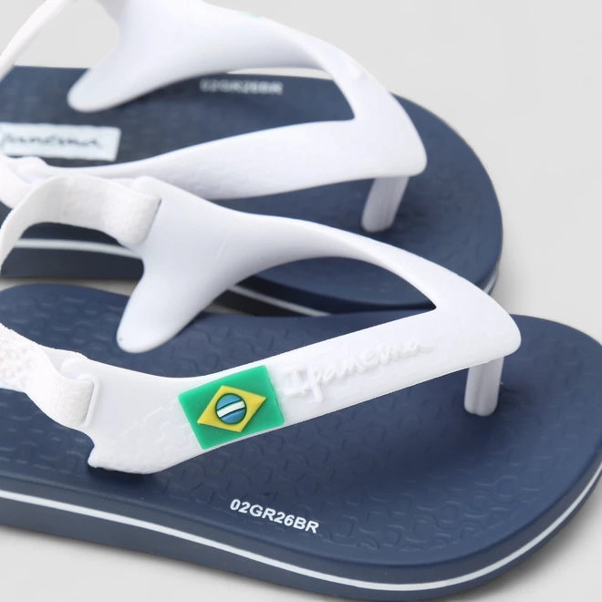 Chinelo Bebê Ipanema Brasil Azul & Branco