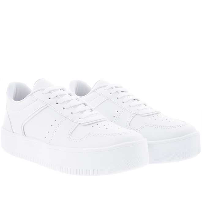 Tênis Gabriela Flatform Feminino Detalhe Perfuros Branco