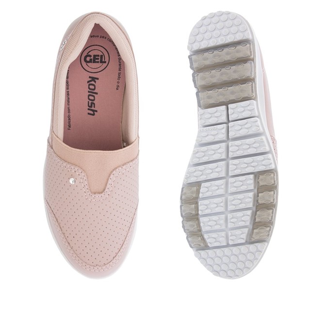 Slip on couro kolosh furinhos com zíper lateral hot sale feminino