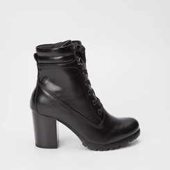 Bota Coturno Mooncity Salto Bloco Ilhós Duplo Preto