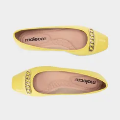 Sapatilha Feminina Moleca Detalhe Metalizado Amarelo