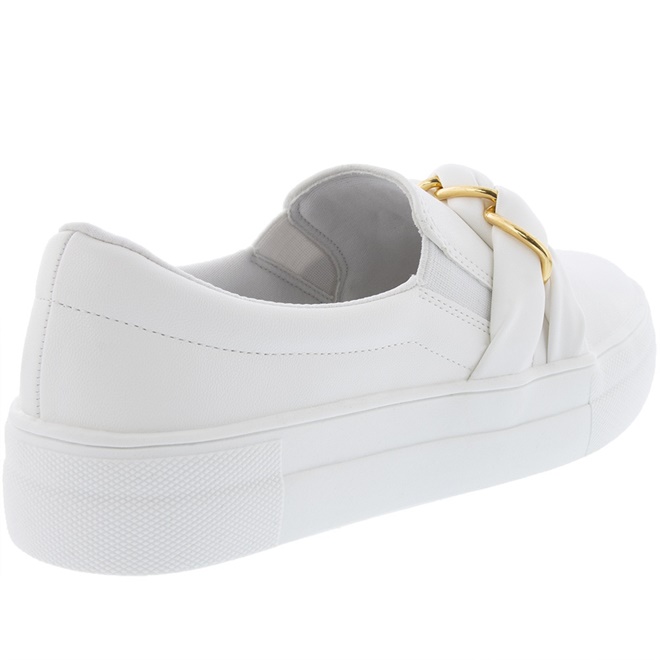 Slip On Bebec Flatform Tress Corrente Branco
