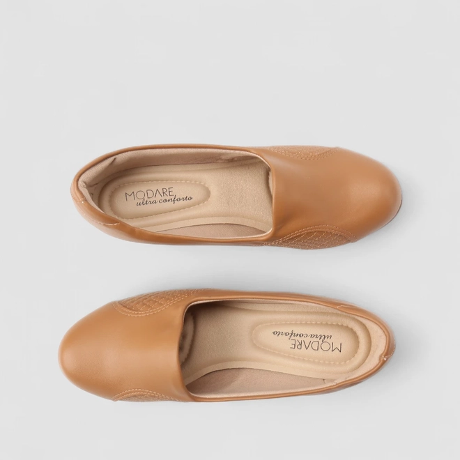 Scarpin Modare Ultraconforto Anabela Matelassê Caramelo