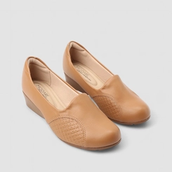 Scarpin Modare Ultraconforto Anabela Matelassê Caramelo