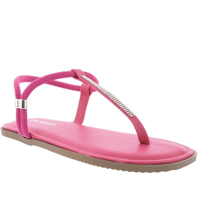 Sand lia Rasteira Pen lope Strass Corda Pink