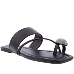 Rasteira Gabriela Detalhe Pedraria Preto