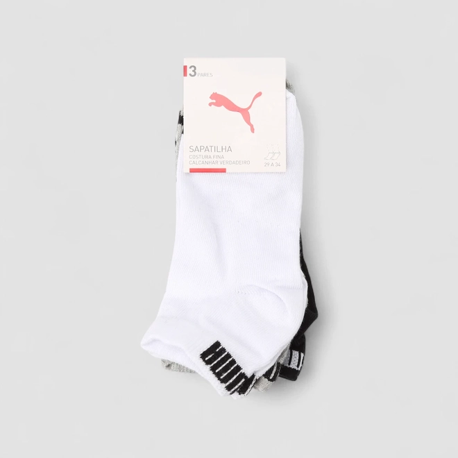 Kit Meia Invisível Infantil Puma 3 Pares 29-34 Color