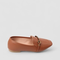 Mocassim Gabriela Fivela Elos Hexágonais Caramelo