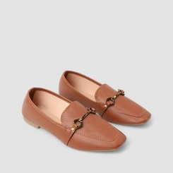 Mocassim Gabriela Fivela Elos Hexágonais Caramelo