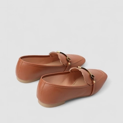 Mocassim Gabriela Fivela Elos Hexágonais Caramelo