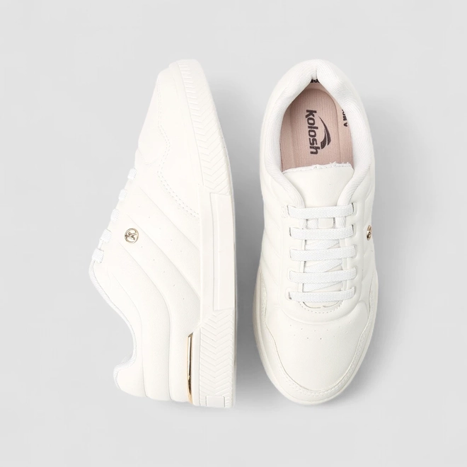 Tênis Kolosh Sport Style Impulse Casual Feminino Metalizado Branco