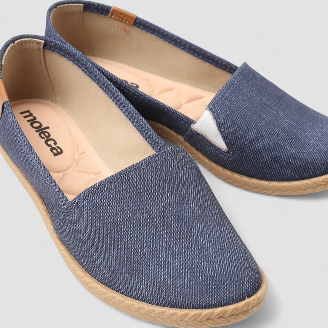 Sapatilha Moleca Pespontos Jeans Azul