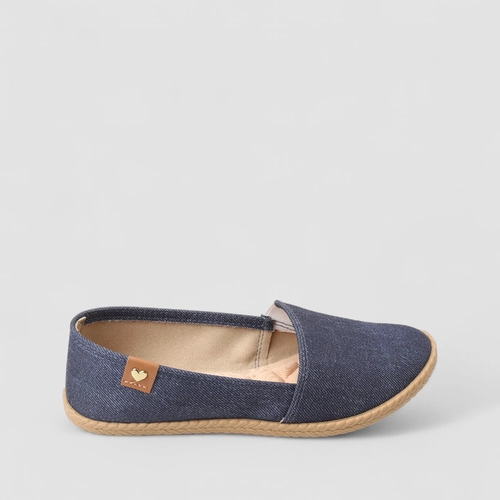 Sapatilha Moleca Pespontos Jeans Azul