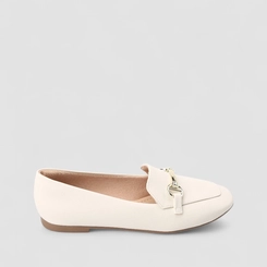 Mocassim Feminino Gabriela Enfeite Metálico Off White