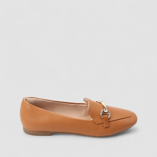 Mocassim Gabriela Detalhe Fivela Elos Caramelo