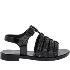 Sandália Infantil Wandinha Dark Fashion Glitter Preto