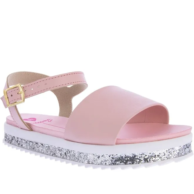 Sandália Infantil Molekinha Fun Flatform Glitter Metalizado Rosa