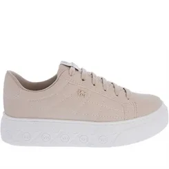 Tênis Via Marte Flatform Feminino Detalhes Logo Matelassê Nude