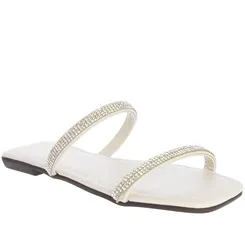 Rasteira Liberte Tiras Strass Off White