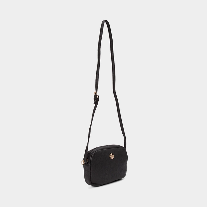 Bolsa Transversal Pequena Penélope Texturizada Preto