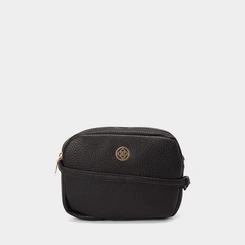 Bolsa Transversal Pequena Penélope Texturizada Preto