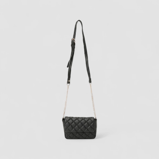 Bolsa Tiracolo Infantil Gabrielinha Corrente Matelassê Preto