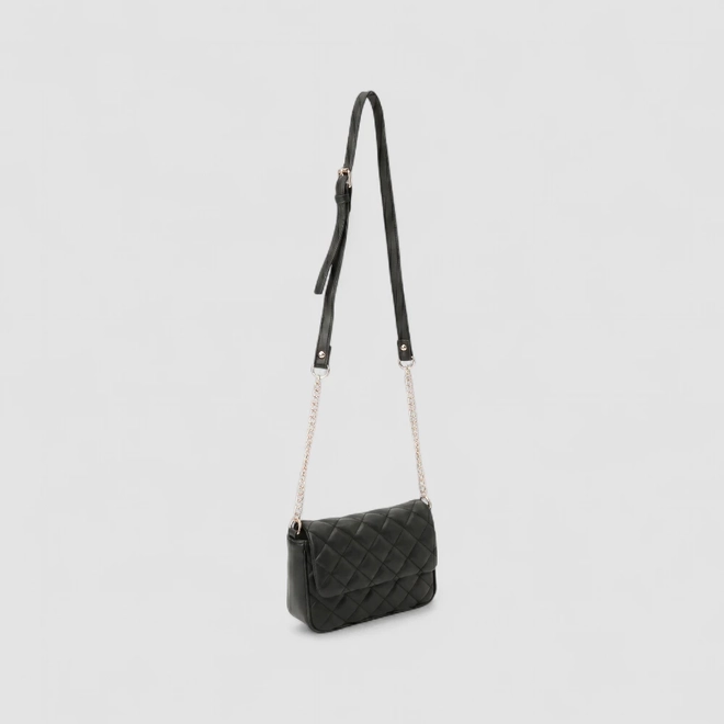 Bolsa Tiracolo Infantil Gabrielinha Corrente Matelassê Preto