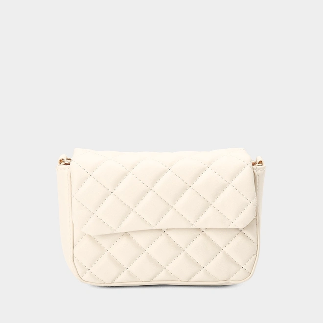 Bolsa Tiracolo Infantil Gabrielinha Corrente Matelassê Off White