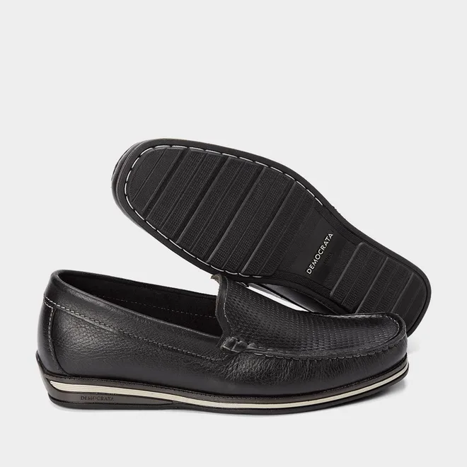 Mocassim Democrata Ted Easy Couro Preto