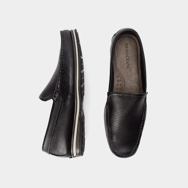 Mocassim Democrata Ted Easy Couro Preto