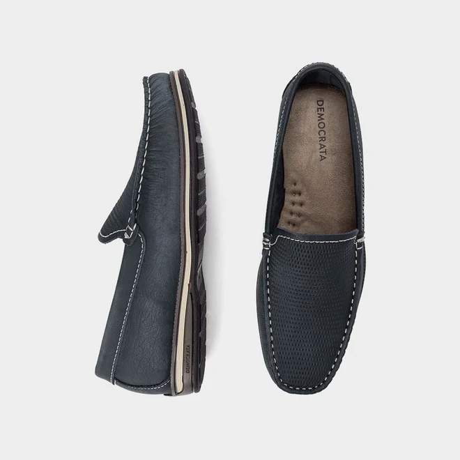 Mocassim Democrata Ted Easy Couro Marinho