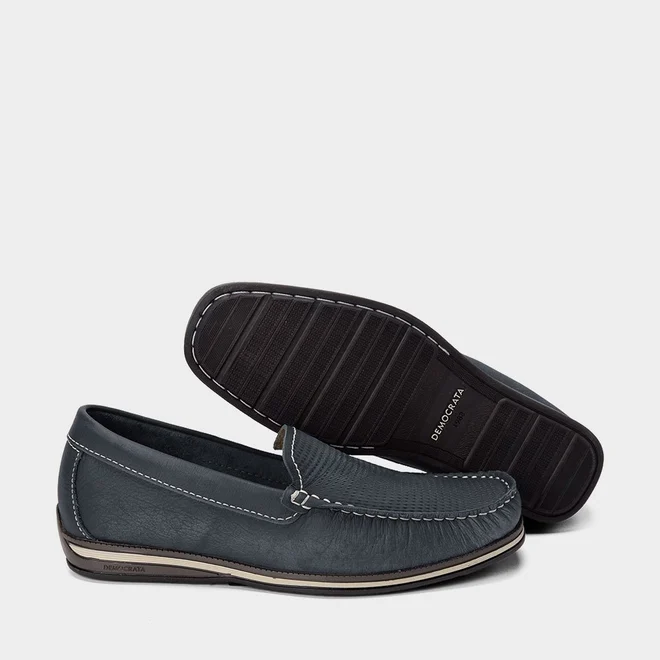 Mocassim Democrata Ted Easy Couro Marinho