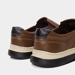 Slip On Democrata Leave Denim Couro Marrom