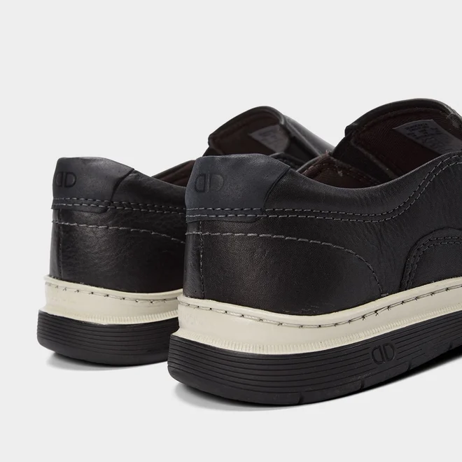 Slip On Democrata Leave Denim Couro Preto