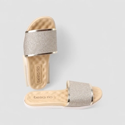 Rasteira Feminina Beira Rio Glitter Dourado
