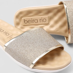 Rasteira Feminina Beira Rio Glitter Dourado