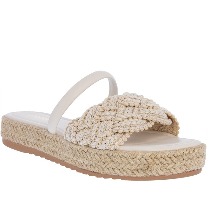 Tamanco Espadrille Gabriela Tira Larga Tressê Ráfia Off White