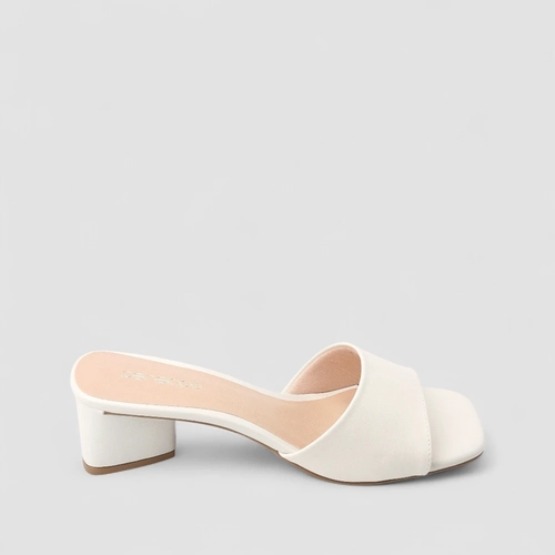 Tamanco Penélope Salto Geométrico Pespontos Off White