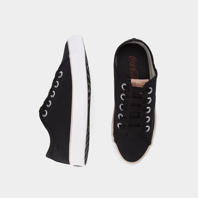 Tênis Casual Coca-Cola Surplay Canvas Preto & Branco