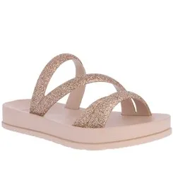 Sandália Infantil Zaxy Glitter Flatform Nude