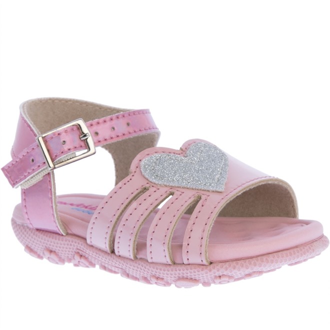 Sand lia Infantil Molekinha Beb Cora o Hologr fica Glitter Rosa