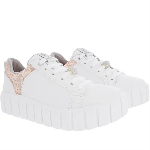 Tênis Via Marte Flatform Feminino Detalhe Strass Branco