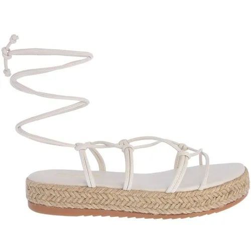 Sandália Espadrille Gabriela Flatform Amarração Ráfia Off White