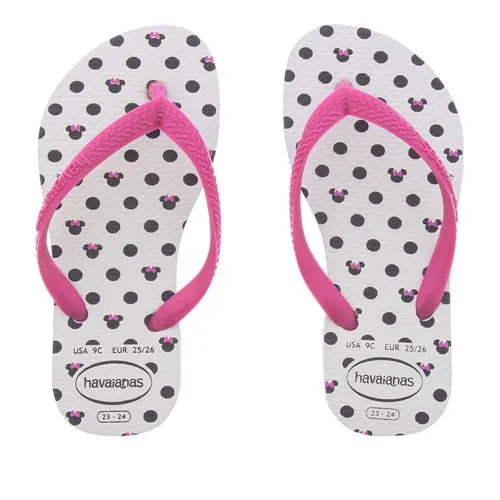 Chinelo Infantil Havaianas Slim Disney Minnie Mouse Poá Pink