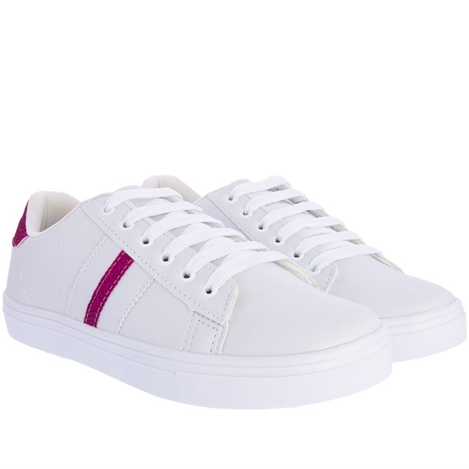 T nis Pen lope Casual Feminino Detalhe Recortes Lurex Branco