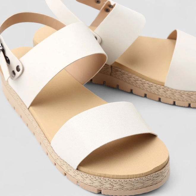 Sandália Gabriela Plataforma Tratorada Linho Off White