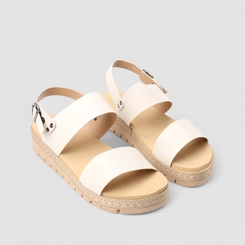 Sandália Gabriela Plataforma Tratorada Linho Off White