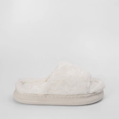 Pantufa STZ Feminina Slide Peluciada Branco