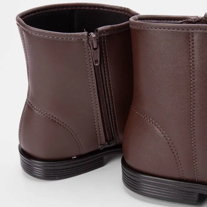 Ankle Boot Beira Rio Salto Bloco Pespontos Marrom